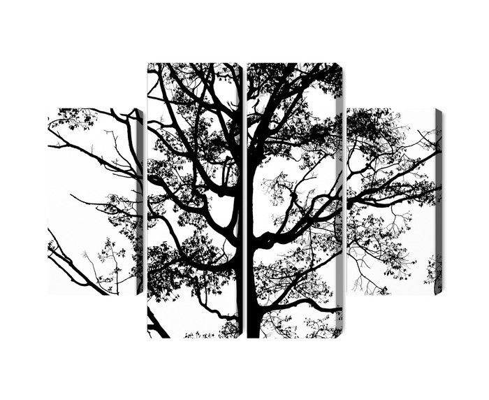 Ljuddämpande tavla - Black tree on a white