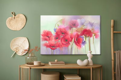 Ljuddämpande tavla - Colorful poppies painted