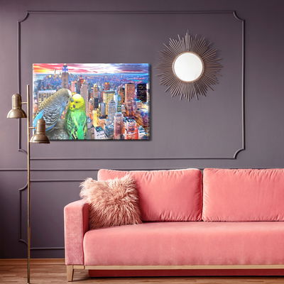 Ljuddämpande tavla - Budgerigars against