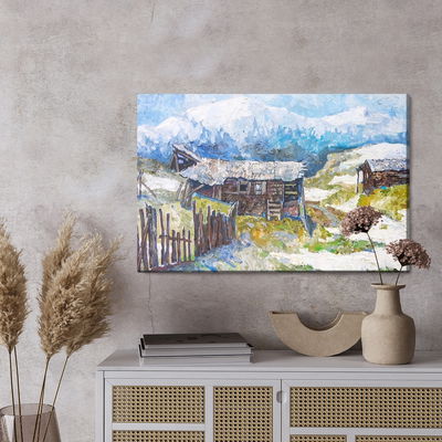 Ljuddämpande tavla - Old huts in the mountains