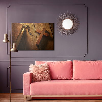 Ljuddämpande tavla - Cross on wood