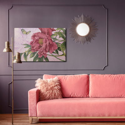 Ljuddämpande tavla - Peonies and butterflies