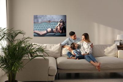 Ljuddämpande tavla - A woman in a carnival mask