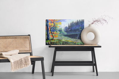 Ljuddämpande tavla - Autumn forest in the evening