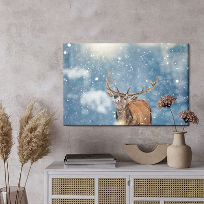 Ljuddämpande tavla - Deer and snowflakes