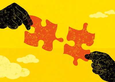 Ljuddämpande tavla - Connecting vintage puzzle