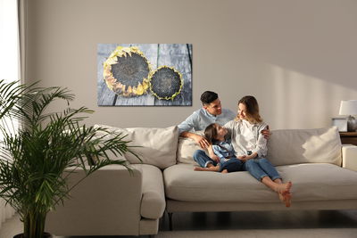 Ljuddämpande tavla - Sunflowers on the background