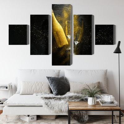 Ljuddämpande tavla - Golden bottle of champagne