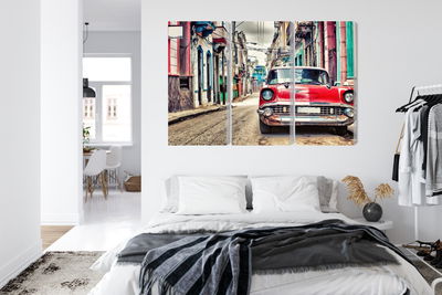 Ljuddämpande tavla - Red chevrolet car in retro