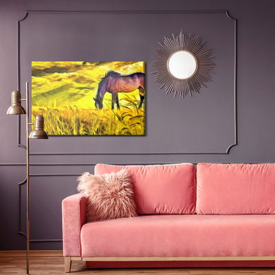 Ljuddämpande tavla - Painted horse in the field
