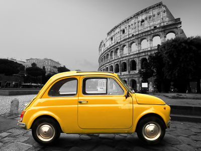 Ljuddämpande tavla - Yellow retro car