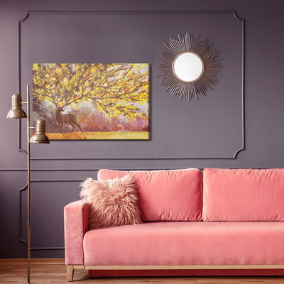 Ljuddämpande tavla - Nature with deer watercolor