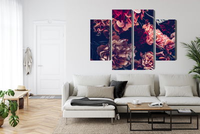 Ljuddämpande tavla - Colorful flowers in a retro