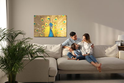 Ljuddämpande tavla - Beautiful colorful peacock