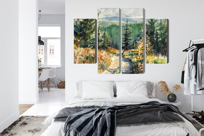 Ljuddämpande tavla - Forest landscape painted