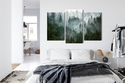 Ljuddämpande tavla - Green forest in the fog