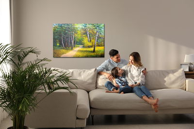 Ljuddämpande tavla - Path in a birch forest