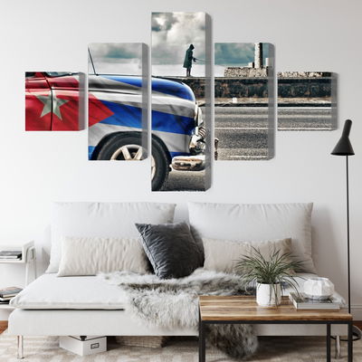 Ljuddämpande tavla - A car with a cuban flag