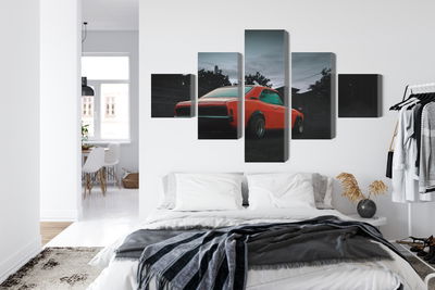 Ljuddämpande tavla - Orange retro car