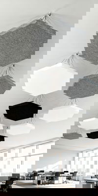 Ljudabsorbering till tak - PES hexagon ceiling