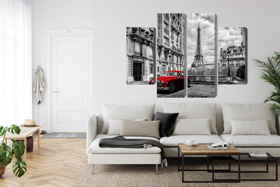 Ljuddämpande tavla - Red car in retro style