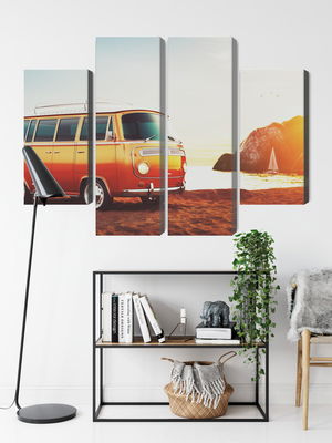 Ljuddämpande tavla - Retro car on the beach