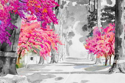 Ljuddämpande tavla - Cherry blossoms painted