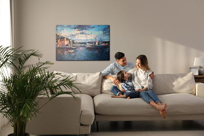 Ljuddämpande tavla - Sea city and port