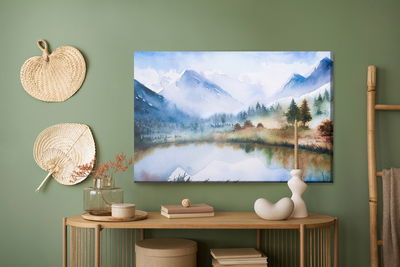 Ljuddämpande tavla - Mountain landscape painted