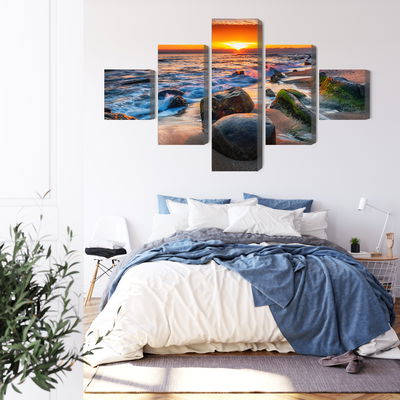 Ljuddämpande tavla - 3d beach sunset