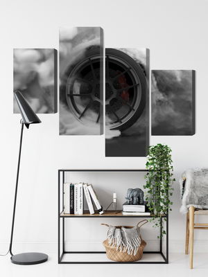 Ljuddämpande tavla - Car wheel in a cloud of 3d