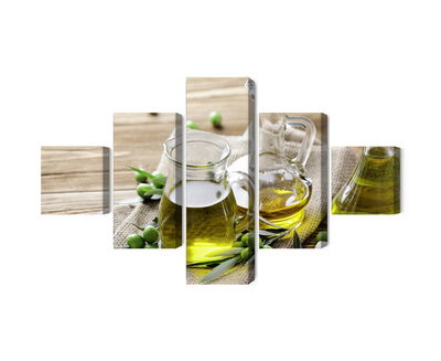 Ljuddämpande tavla - Olive oil with green olives