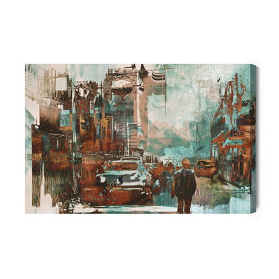 Ljuddämpande tavla - Colored abstract city