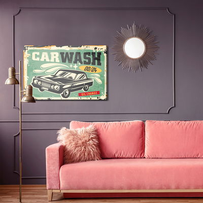 Ljuddämpande tavla - Old car and retro lettering