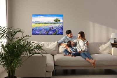 Ljuddämpande tavla - Lavender field painting