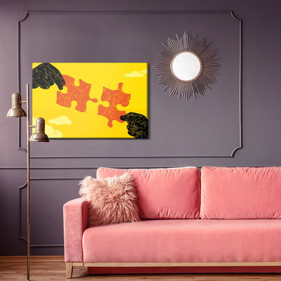 Ljuddämpande tavla - Connecting vintage puzzle