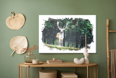 Ljuddämpande tavla - A deer in the forest painted