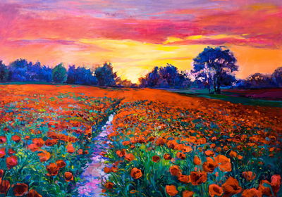 Ljuddämpande tavla - A field of poppies as painted