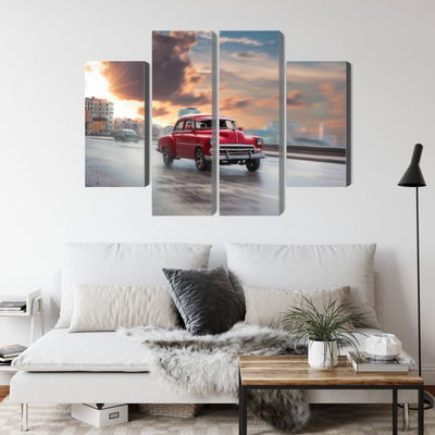 Ljuddämpande tavla - Historic car on the road