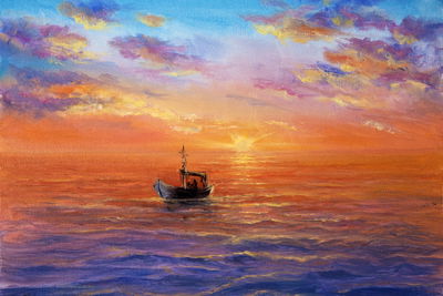 Ljuddämpande tavla - Boat on the sea