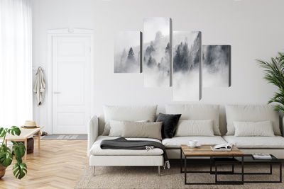 Ljuddämpande tavla - Forest covered with fog