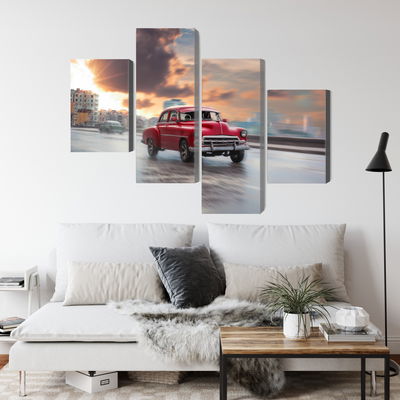 Ljuddämpande tavla - Historic car on the road