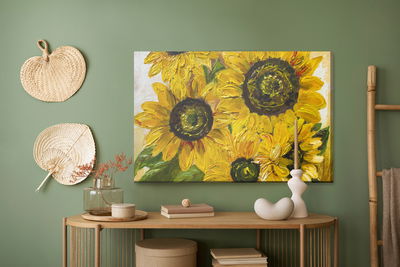 Ljuddämpande tavla - Sunflowers as if painted