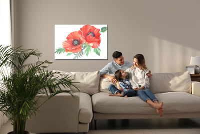 Ljuddämpande tavla - Red poppies painted