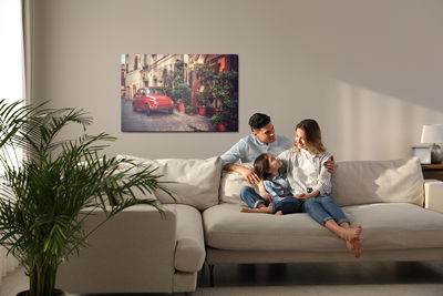 Ljuddämpande tavla - Red car in vintage style