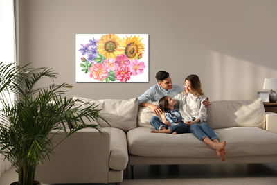 Ljuddämpande tavla - Flower composition painted