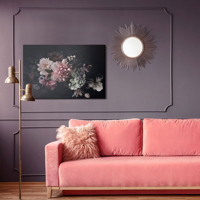 Ljuddämpande tavla - Peonies on a dark background