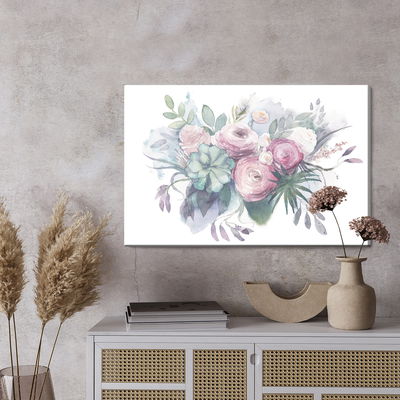 Ljuddämpande tavla - Pastel flowers painted