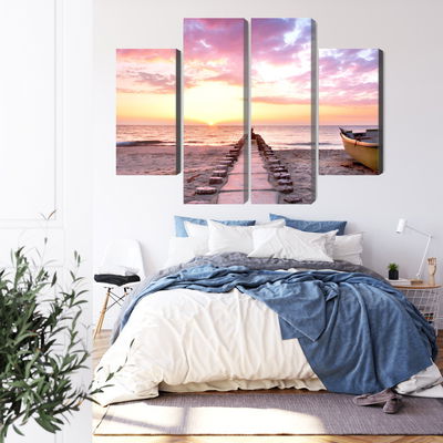 Ljuddämpande tavla - Boat on the beach 3d