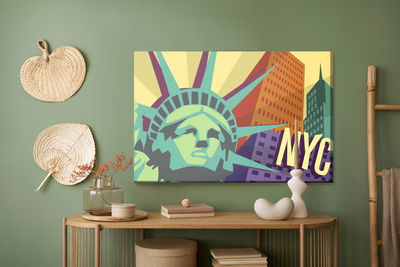 Ljuddämpande tavla - Colorful New York in retro